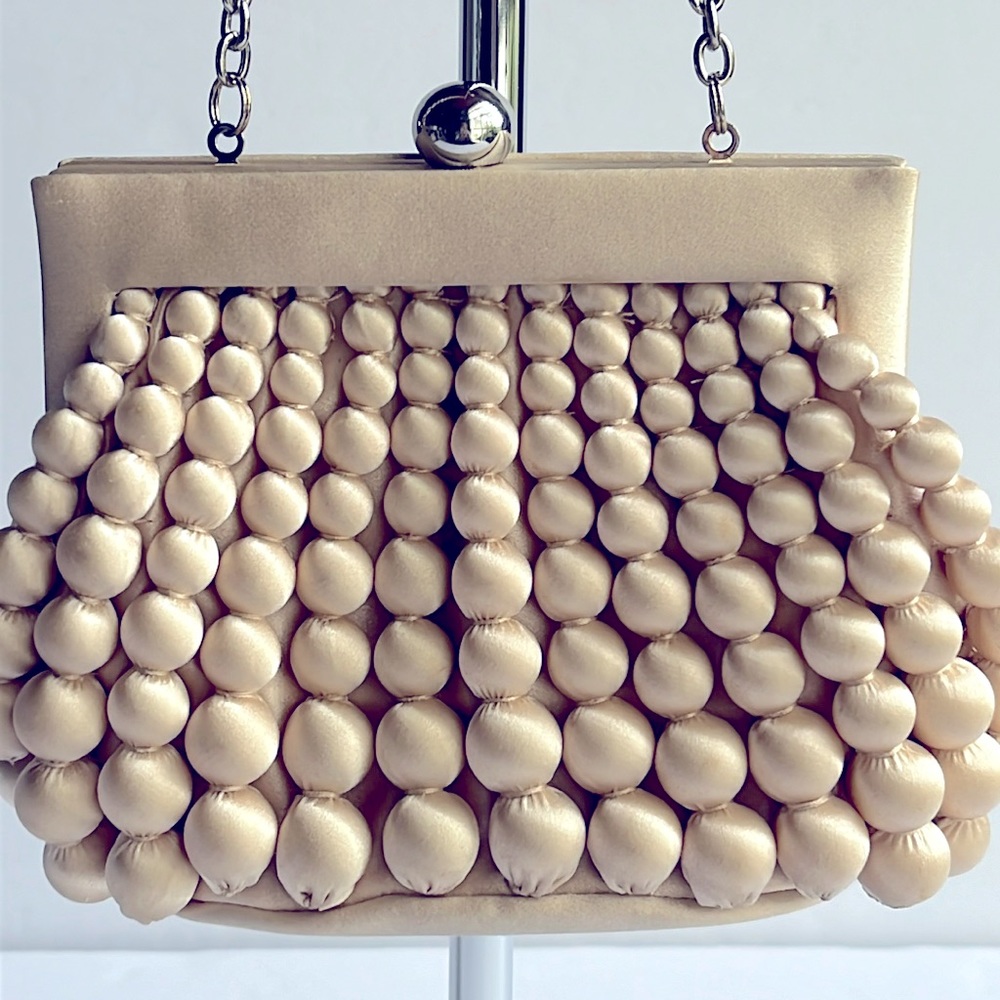 Sondra Roberts Satin Mini Bag Evening Bag Champagne NWT